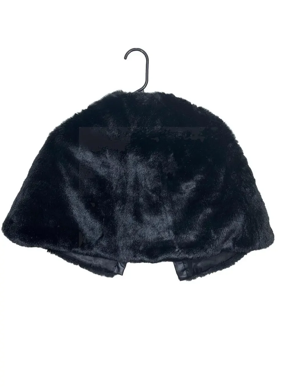 Kardashian Kids Faux Fur Capelet Girls Black Plush Formal Shrug Wrap Button Fron